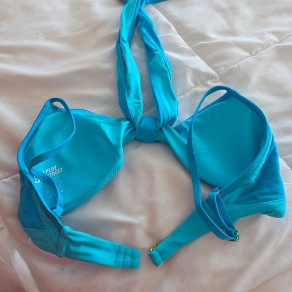 93 Play Street Sophie Bikini Top Atlantic Ocean Blue Halter Tie Size M - Picture 2 of 5